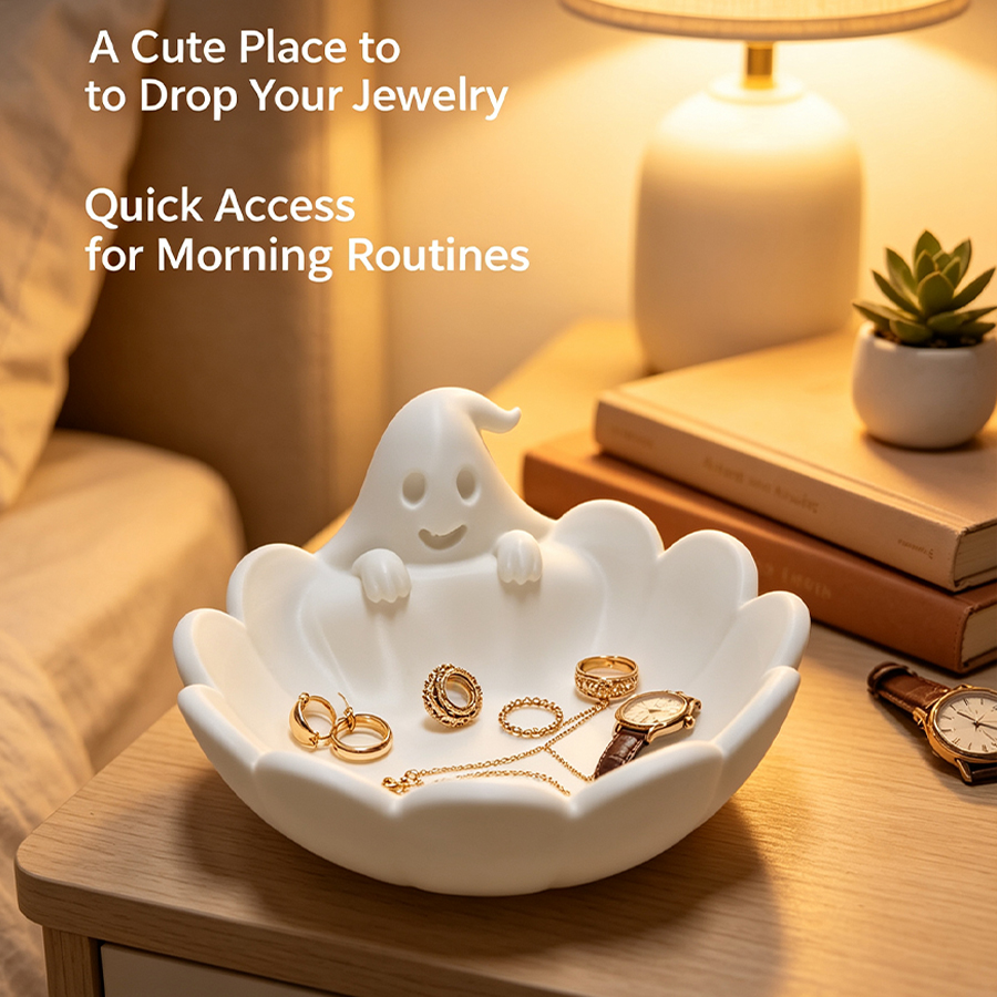 Home Essentials Bathroom Rack - Çok Fonksiyonlu Mat Beyaz Hayalet Şeklinde