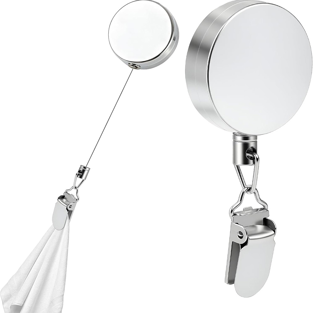 Towel Bar Stainless - Geri Çekilebilir Havlu Klipsi Tutucu, Deliksiz