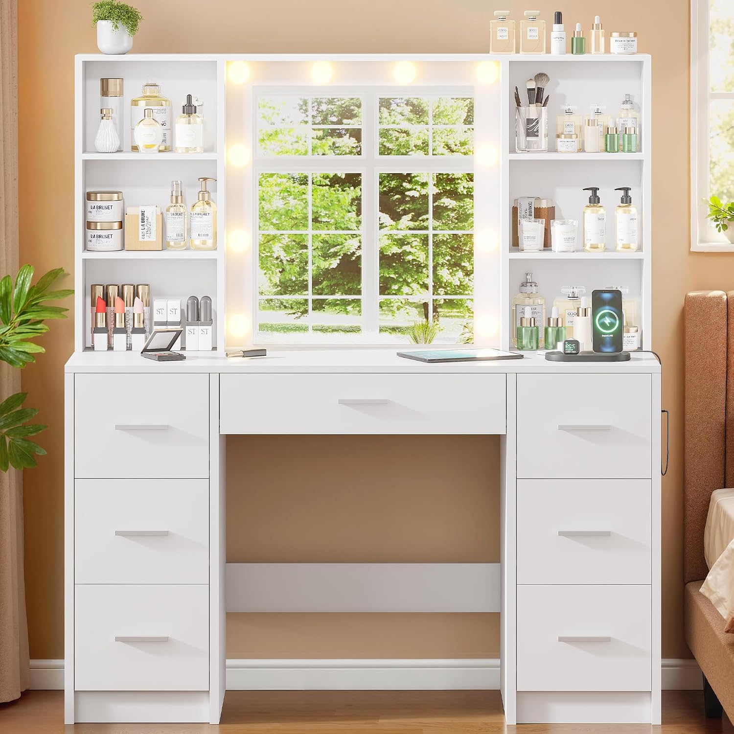 Home Outlet Bathroom Vanity - Büyük Makyaj Masası, LED Aynalı ve