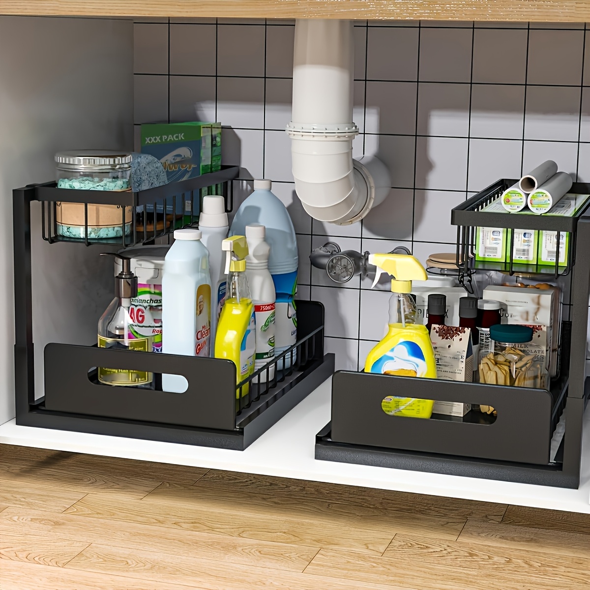 Home Essentials Bathroom Rack - Lavabo Altı Mutfak Depolama Raf Seti
