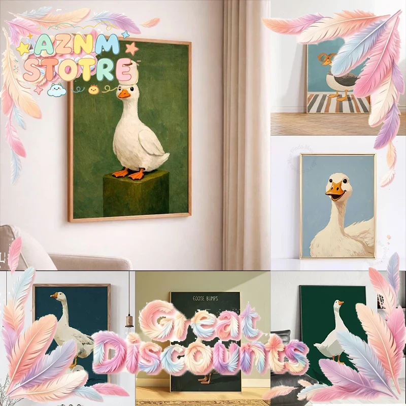 Home Bathroom Painting Ideas - Ördek Kaz Posteri, Komik Banyo Duvar