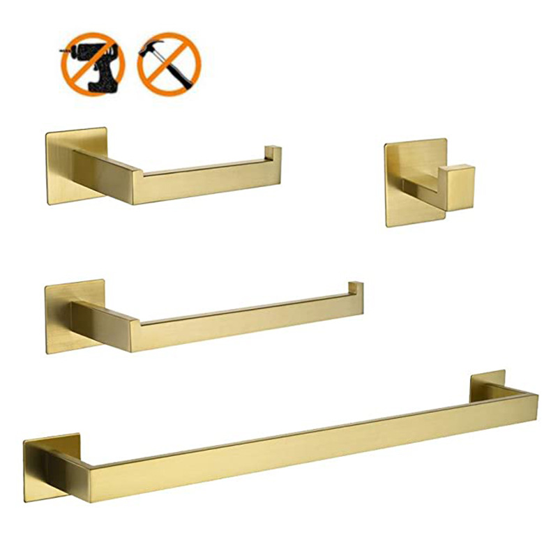 Towel Bar Stainless - 304 Paslanmaz Çelik 4 Parçalı Altın
