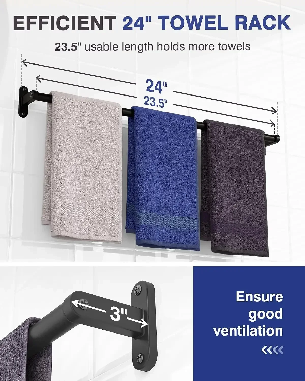 Banyo için Mat Siyah Havlu Ask - Home Essentials Bathroom Rack incelemesi ve fiyatı
