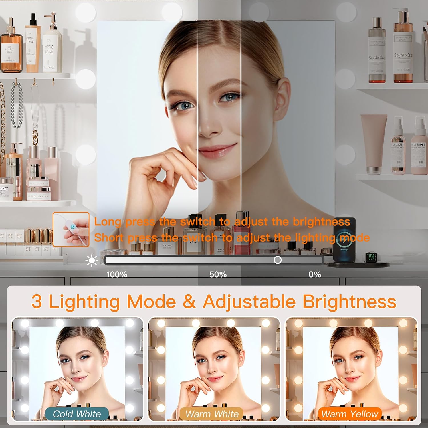 Büyük Makyaj Masası, LED Işıkl - Home Outlet Bathroom Vanity incelemesi ve fiyatı